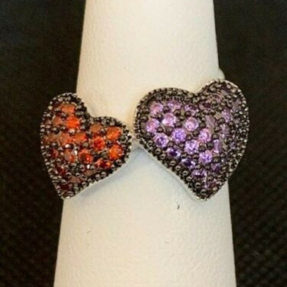 RS Covenant Hearts Cubic Zirconia Rhodium Plated Ring Size 7 w/lifetime warranty